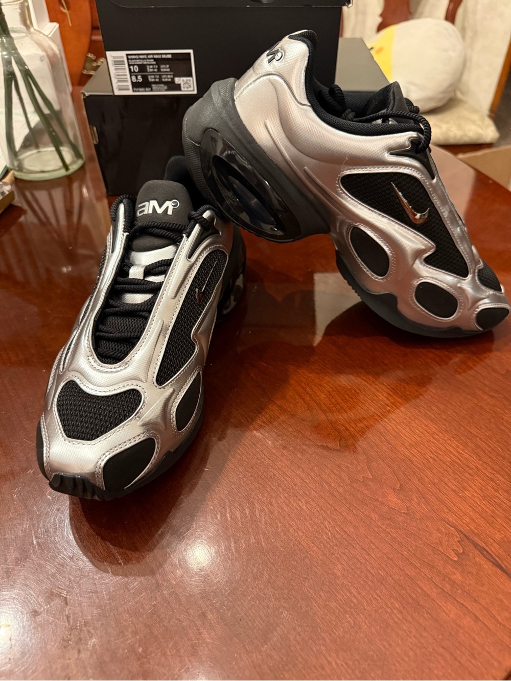 Nike Air Max Muse Metallic Silver Sneakers Size 10W 8.5 M
